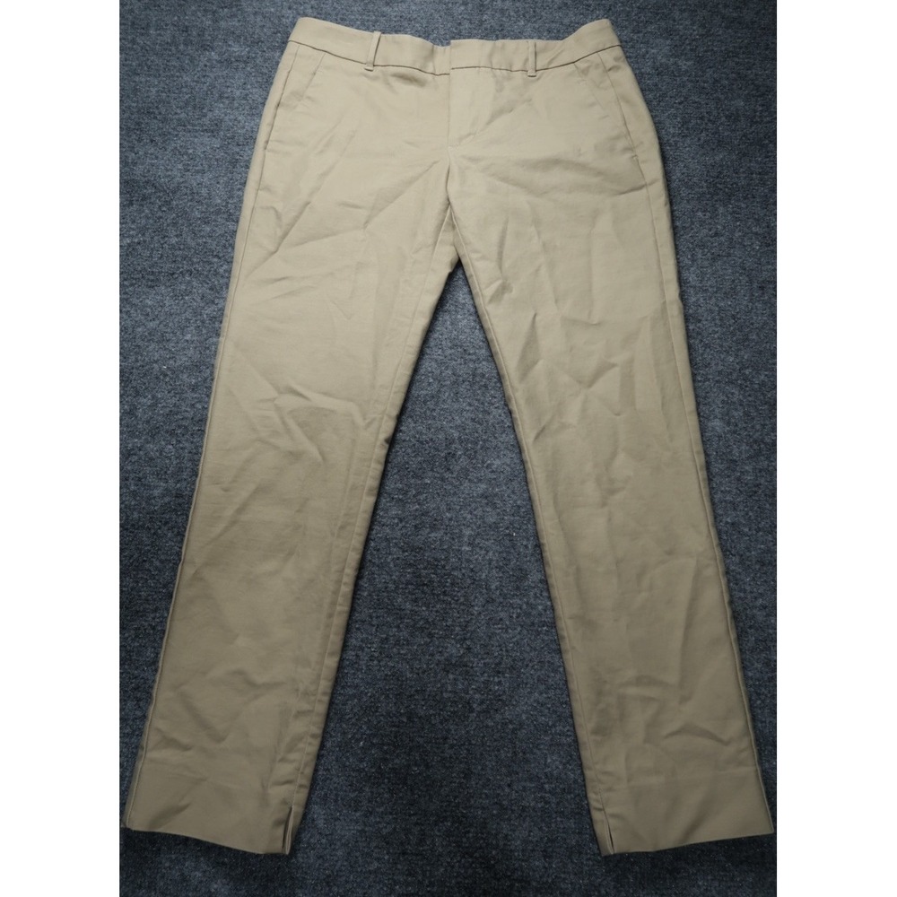Mango Mng Straight Fit Pleated Trousers Ecru Khaki Womens Size 6 Dress Pants